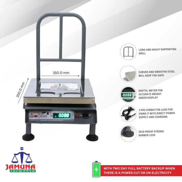 Weight Capacity 50-100kg x 5g Accuracy, Portable/ Mobile Electronic Weighing Scale with Front Back Double Green Display & Detachable Handle, Stainless Steel Pan,12×12″ for all Commercial Uses