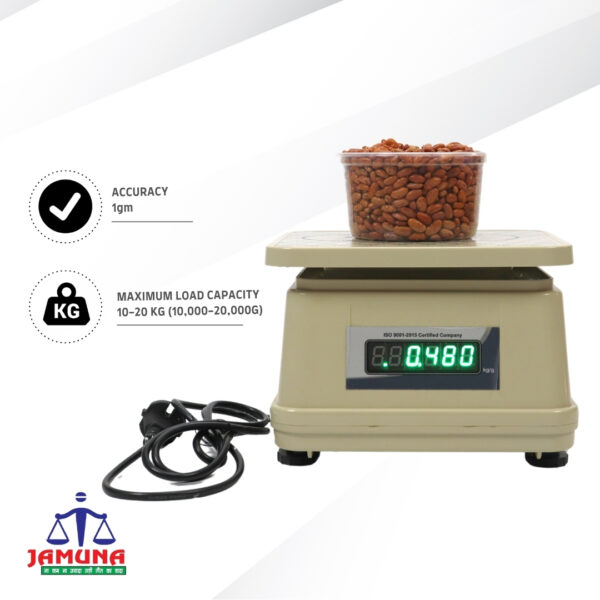 Weight Capacity 10kg x 1g Digital Weighing Machine / Weighing Scale with Front and Back Double Display for Kirana Shop, Kitchen and Commercial Purposes (Stainless steel pan size 7×9 inches, 175x225mm)