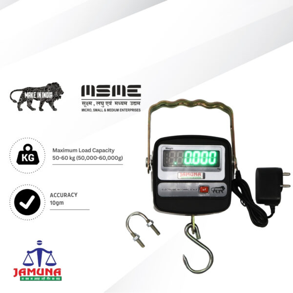 50kg x 10g Digital Portable Hanging Weighing Scale with Stainless Steel Hook for Luggage, Cylinder, Fishing and Multipurpose Industrial Weighing Use